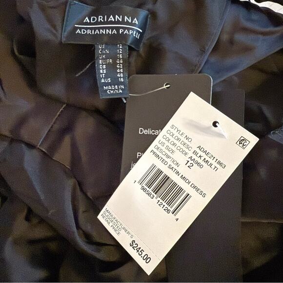 Adrianna by Adrianna Papell Printed Satin Sleeveless Midi Dress Women’s Sz 12 - Picture 6 of 9